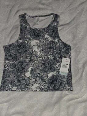 Balance Collection Black & White Floral Tank Top